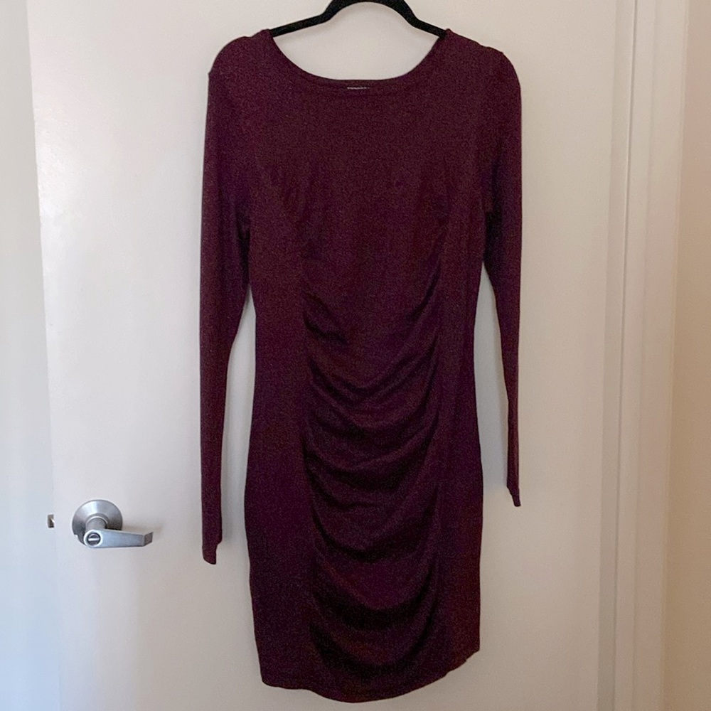 Express metallic knit fitted dress